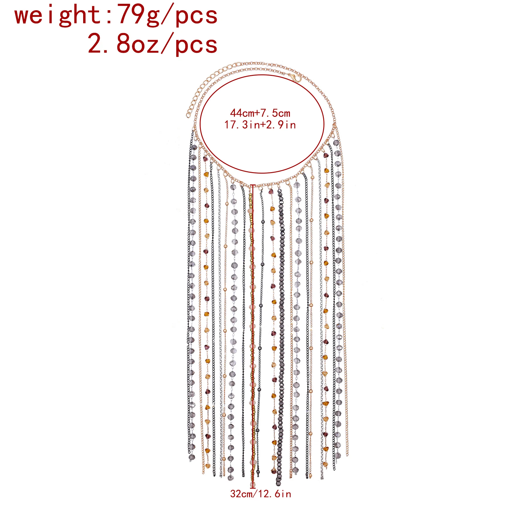 Women Multilayer Tassel Resin Beaded Necklace Bohemian Necklace Fashion Match Accessory for Party Music Festival Banquet