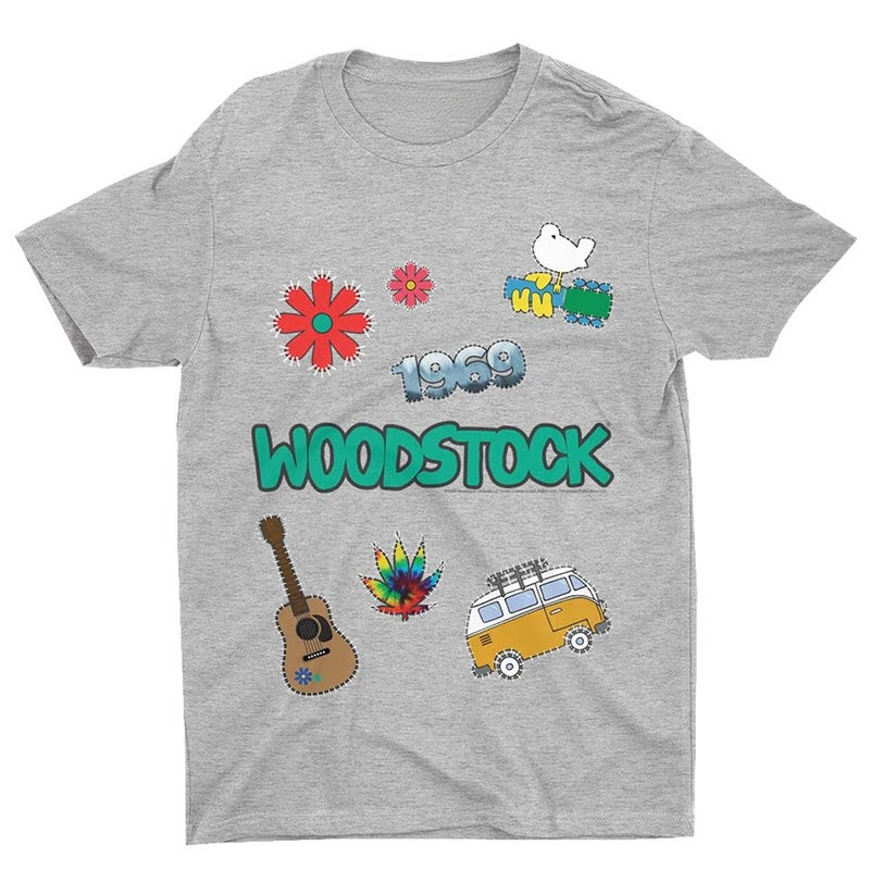 Nova Camiseta Retrô Clássica Woodstock Music Festival Band 100% Algodão Estampada Masculina Feminina Verão Streetwear Top