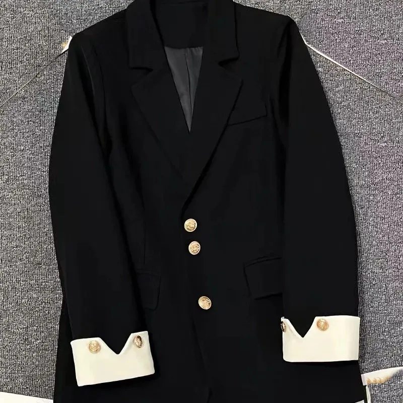 Korean Female Loose Suit Coat Spring Ladies Solid Color Fashion Long Sleeved Blazer Jacket Women Design Sense Nniche Blazer Tops