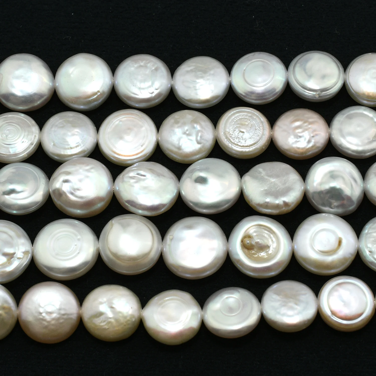 Natural Freshwater Pearl Faceted Flat Round Beads 10mm-11mm, Thickness About 5mm