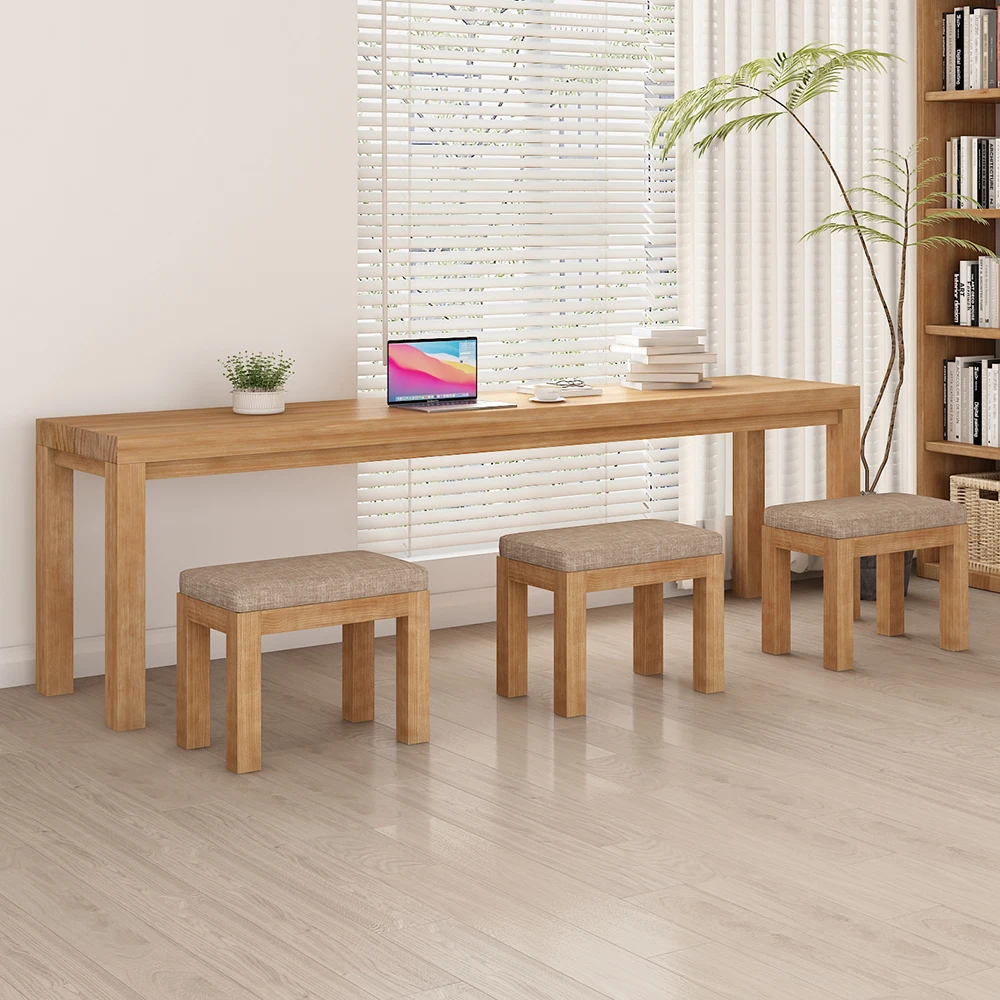 Against the wall, living room, study, office table and chair combination, household rectangular narrow desk