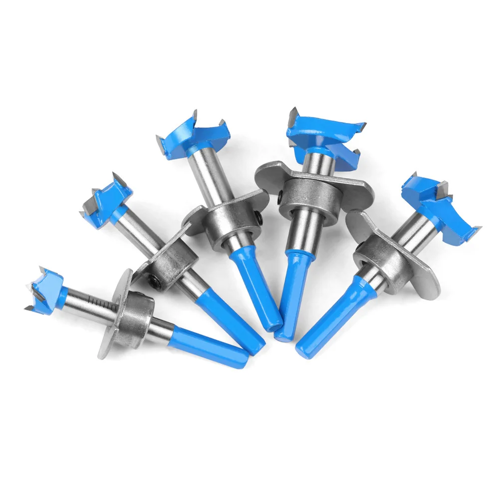 5PCS Hex Shank Hinge Boring Forstner Drill Bit Set Countersink Bit 15-35mm Cutting Diameter Hole Opener Hinge Hole Cutter
