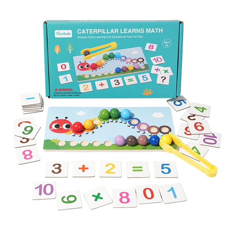 Giocattolo per l'apprendimento della matematica Caterpillar: perline pizzicate per riconoscere i numeri e fare l'aritmetica: realizzando l'apprendimento della matematica super divertente per i bambini!