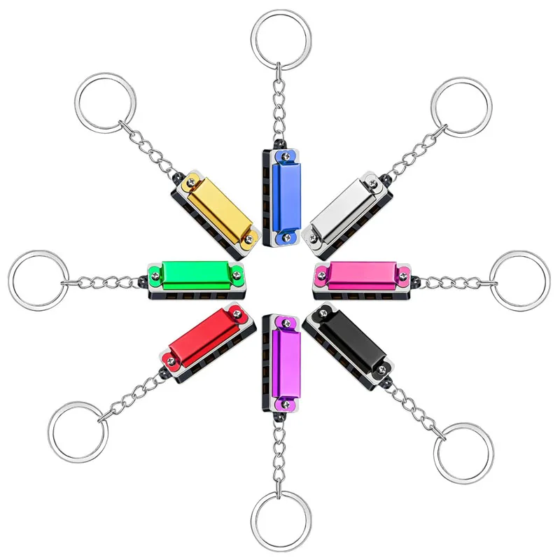 Mini Harmonica Keychain Backpack Charm Bulk 4 Holes 8 Tone Music Instruments For Adults & Kids Birthday Party Favors Gifts
