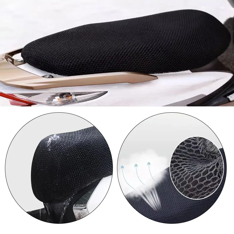 Motorcycle 3D Mesh Fabric Anti-skid Pad Scooter Seat Electric Bike Seat Cover Summer Breathable Covers Cushion Net Cover New