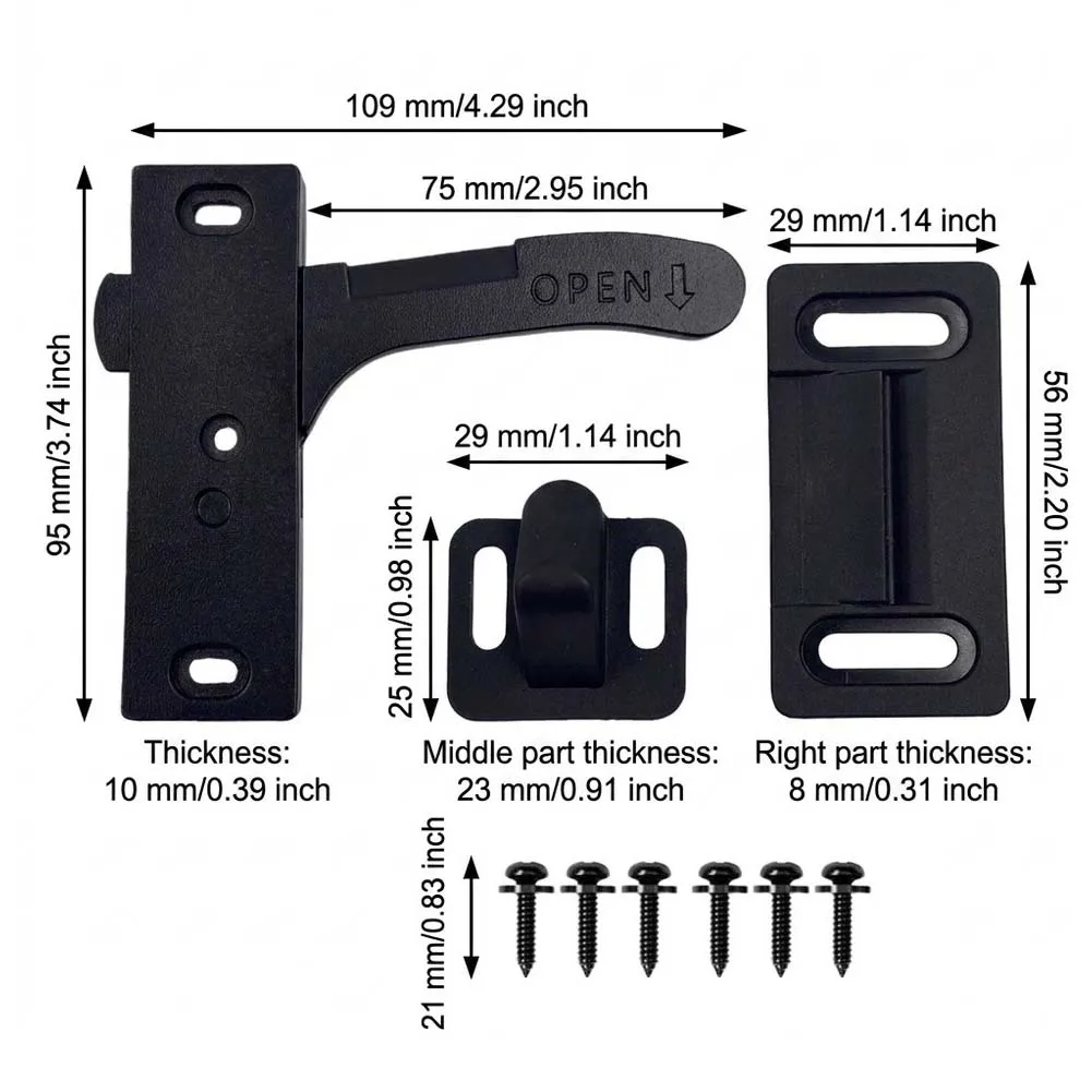 For Heavy-Duty Aluminum Screen Door Latch Kit Compatible with Standard RV Mounting Slot Patterns for Secure Closure