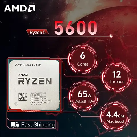 AMD Ryzen 5 5600 3.5GHz 6-Core 12-Thread R5 5600 Socket AM4 7NM L3=32M Processor 65W DDR4 No Fan