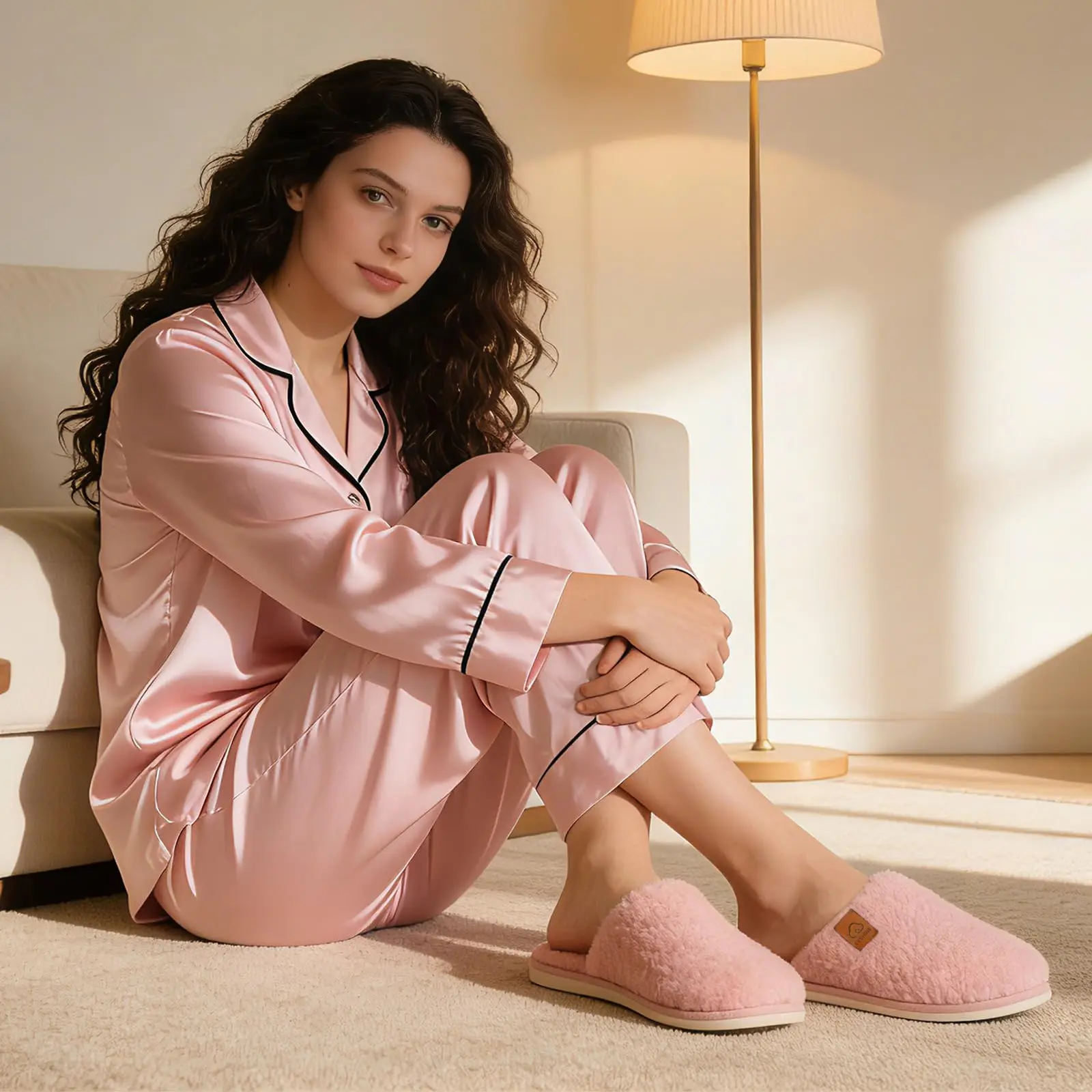Shevalues Winter-Plüsch-Hausschuhe für Damen, warme Indoor-Slipper mit flachem Boden, flauschige, bequeme Baumwoll-Hausschuhe für Damen – Detail 14