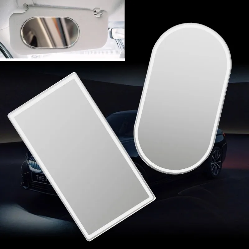 Car Makeup Mirror Car Stainless Steel Portable Auto Sun-Shading Visor HD Mirrors Car Interior Mirror Universal Car-styling