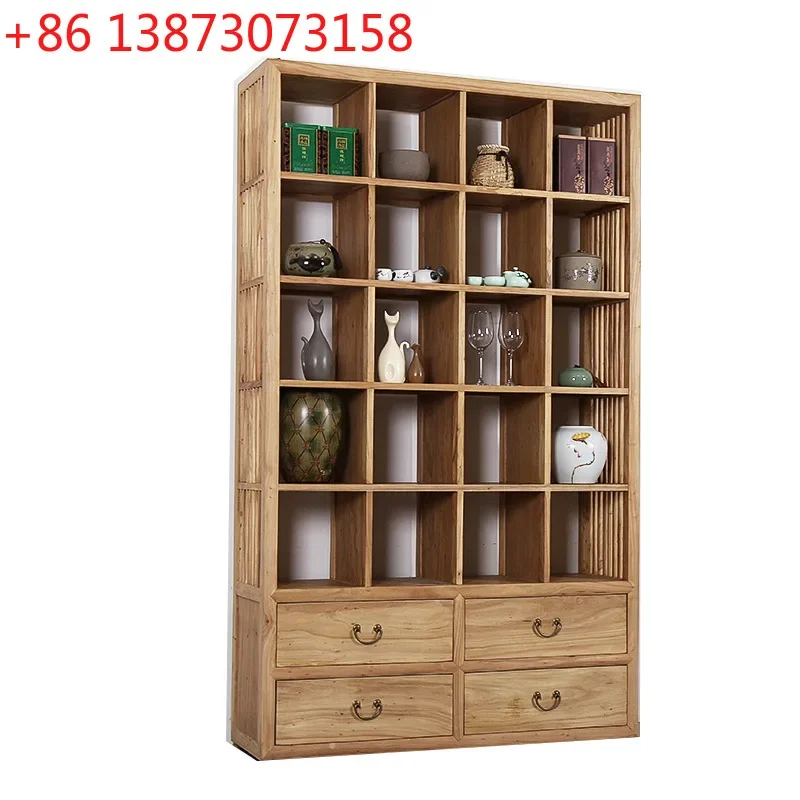 Solid wood Duobao Bogu rack paint-free tea showcase display rack