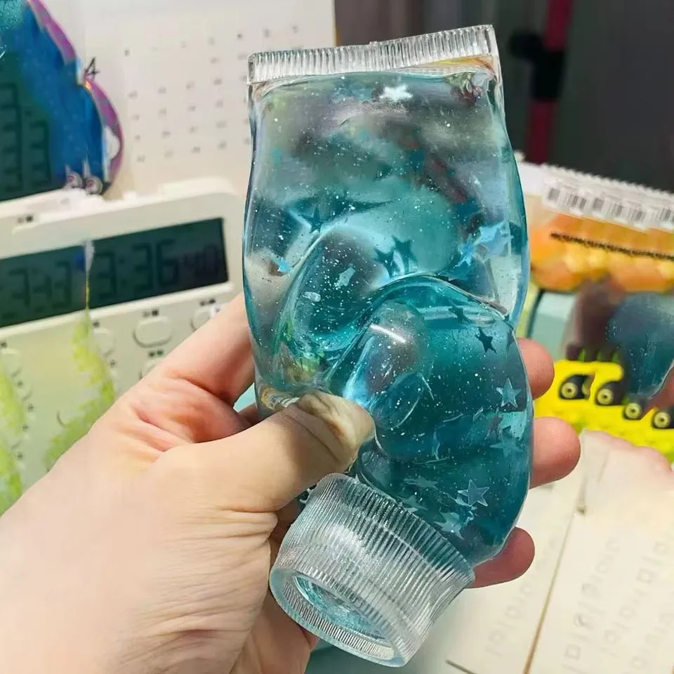 Zahnpasta-Squishy-Spielzeug: Fruchtgefüllte, durchsichtige Erdbeerflasche mit Fruchtfüllung, Maltose ASMR Fidget Stressabbau Sensorisches Spielzeug Geschenk