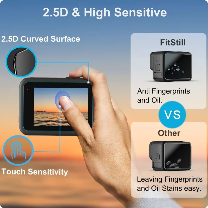 9/3Pcs Screen Protector for Go Pro Hero 12 Ultra Clear Tempered Glass Front Back Protective Film Lens Protection Cover Films