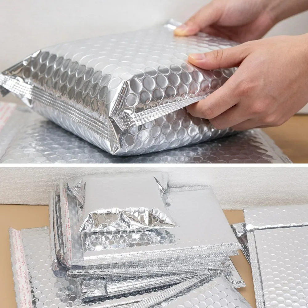 30-10Pcs Self-Adhesive Sealing Bubble Mailers Foam Envelope Aluminized Film Waterproof Bubble Mailers for Packaging and Mailing