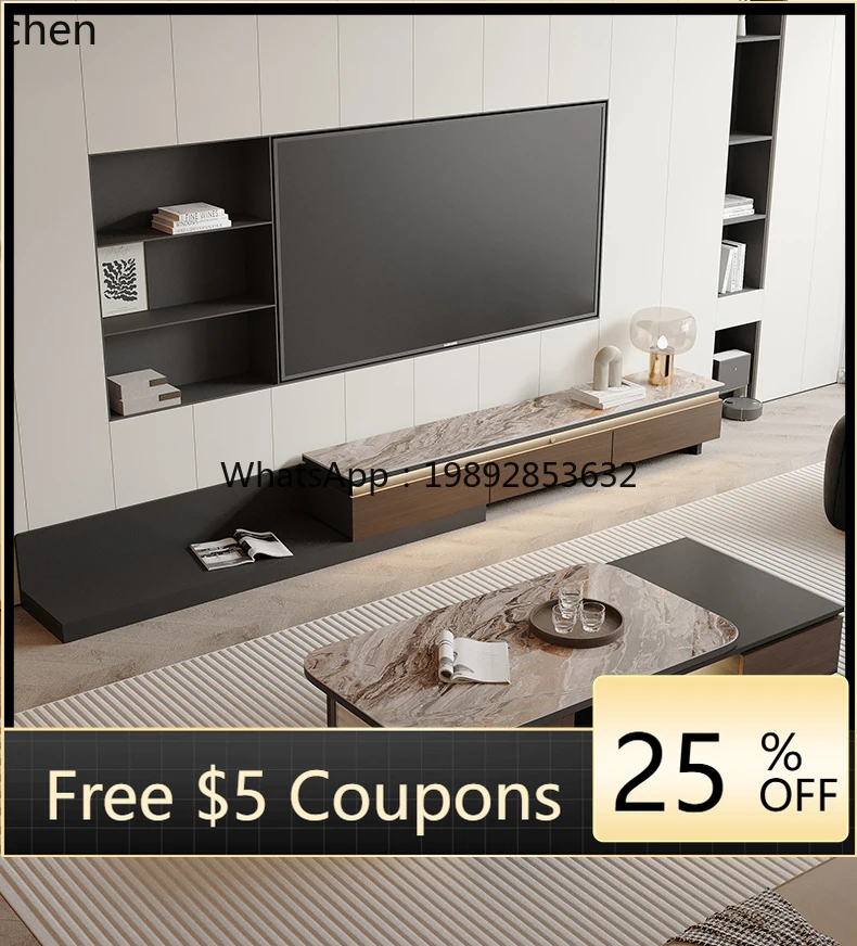 

Вторая минималистичный телескопический шкаф для телевизора из цельного дерева из каменной плиты, напольный видеошкаф для гостиной