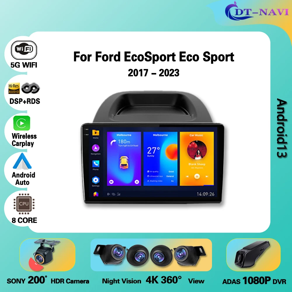 

Автомобильный радиоприемник carplay Android13 для Ford Eco Sport 2017-2023 автомобильный мультимедийный плеер автомобильное радио стерео навигация GPS