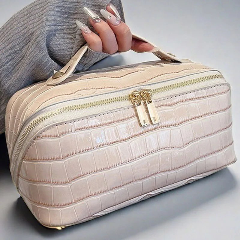 New Large Capacity Travel Cosmetic Bag Bark Pattern Women Makeup Case Waterproof Multifunctional Toiletry Organizer Storage Bag