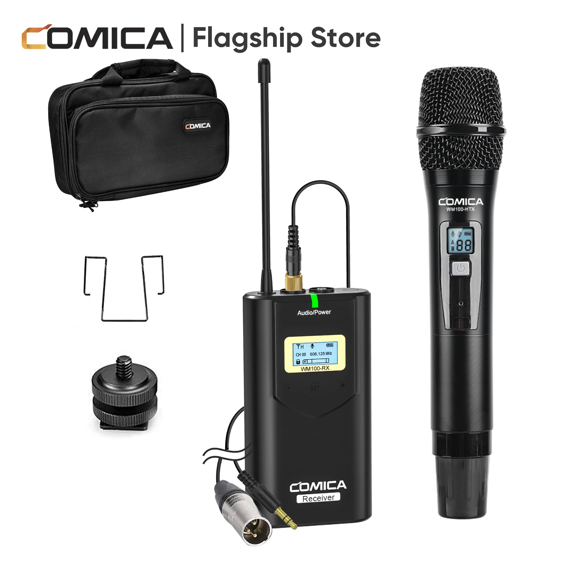 Comica CVM-WM100 H UHF 48-Channel Professional Wireless Handhled Microphone for Canon Nikon Sony Panasonic Fuji DSLR Camera