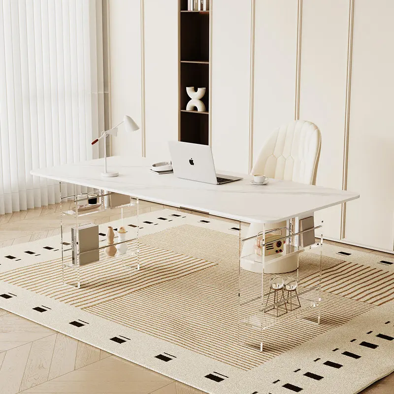 Nordic High-end Sintered Stone Desk Modern Design Balcony Floating Acrylic Office Desk Bedroom Furniture Zwevend Bureau FYFD view 5