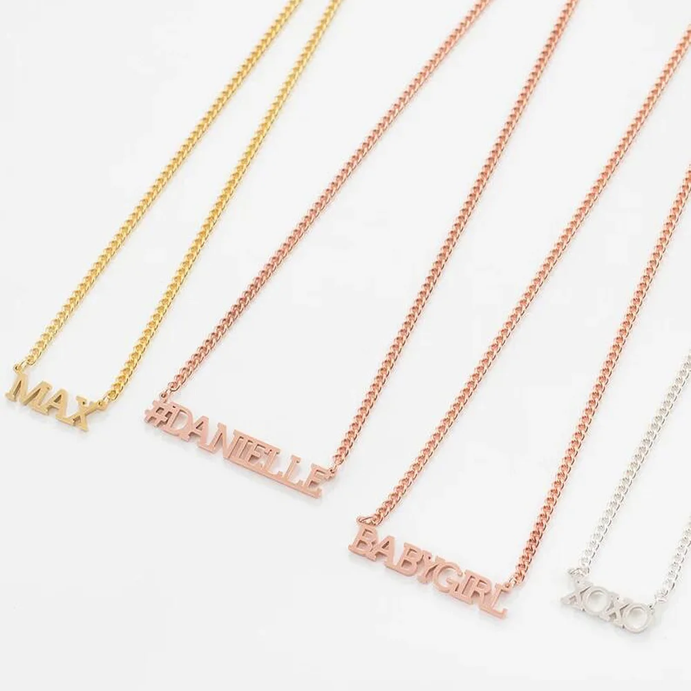 

Custom Name Women Necklace New Personality Letter Pendant Punk Necklace Stainless Steel Jewelry Holiday Party Gifts Collar Mujer