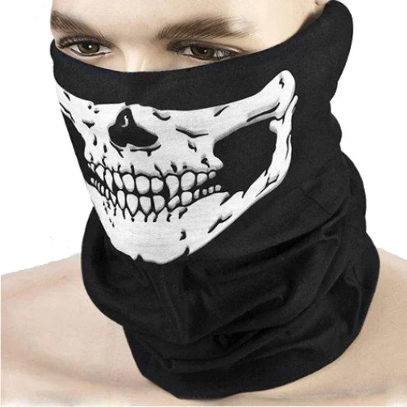 1 motorcycle scarf, face mask, shield, skull ghost face, riding Balaclava outdoor, winter warm head mask, shield
