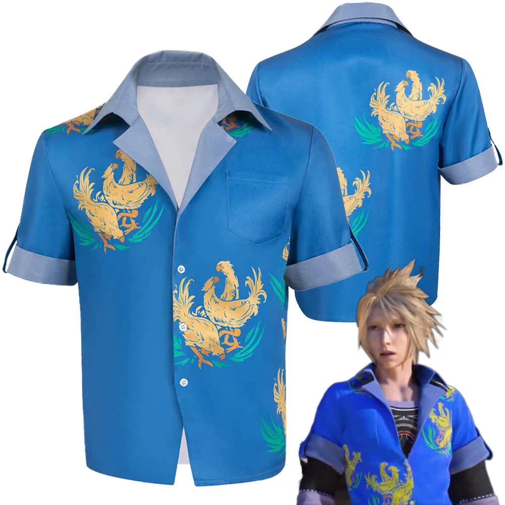 FF7 Cloud Cosplay Blue Shirts Anime Game Final Fantasy VII Costume Disguise Adult Men Roleplay Fantasia Outfits Male Halloween