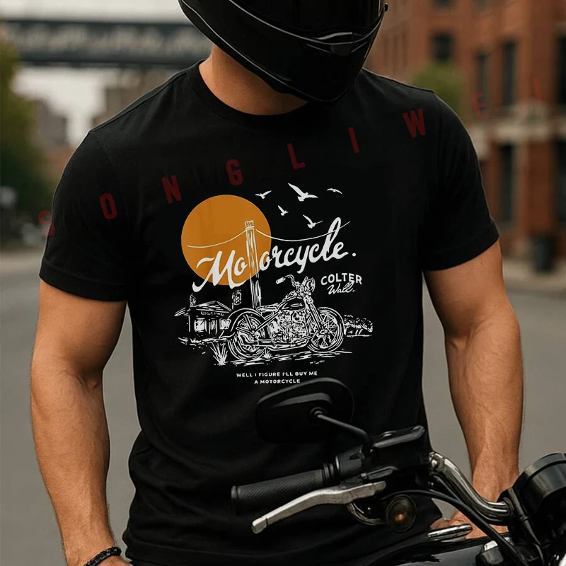 

Graphic Colters Arts Wall Motorcycle Moto Summer Short-sleeved Cotton T Shirt Men Women Streetwear Loose T-shirts