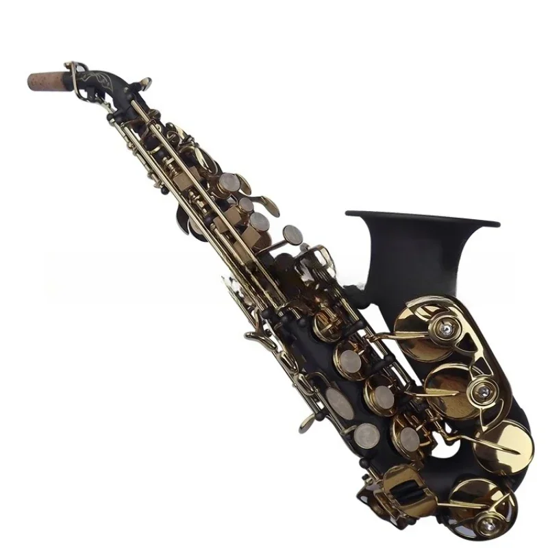 B flat, elbow treble saxophone, black nickel matte gold key saxophone