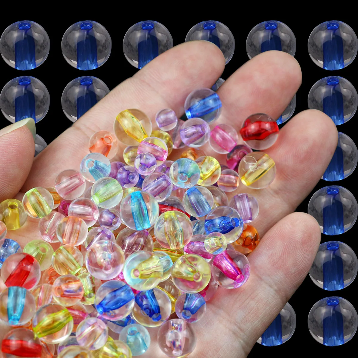 6/8/10mm Colorful Sandwich Acrylic Balls Bead Glass Loose Round Spacer Beads For Jewelry Bracelet Earrings DIY Accessories