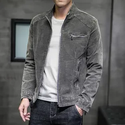 Autumn Denim Jacket Men Vintage Casual Cotton Stand Collar Jean Outwear Male Slim Streetwear Denim Coats Motorcycles Zipper Tops