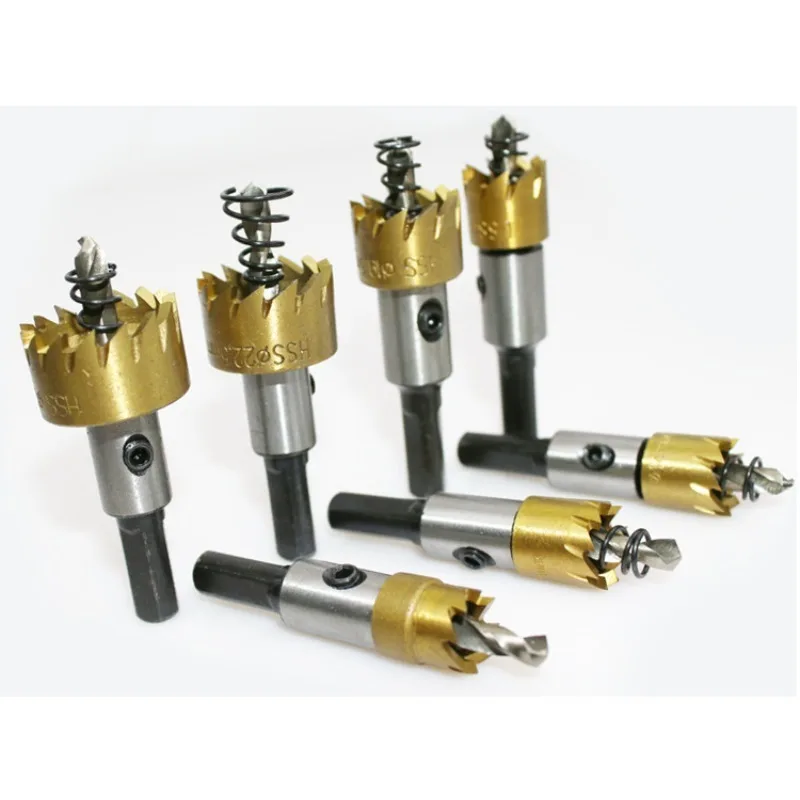 

Сверло для металла с титановым покрытием, золотистая корончатая пила, 5 шт. зубчатых сверл из быстрорежущей стали, прочные и долговечные.