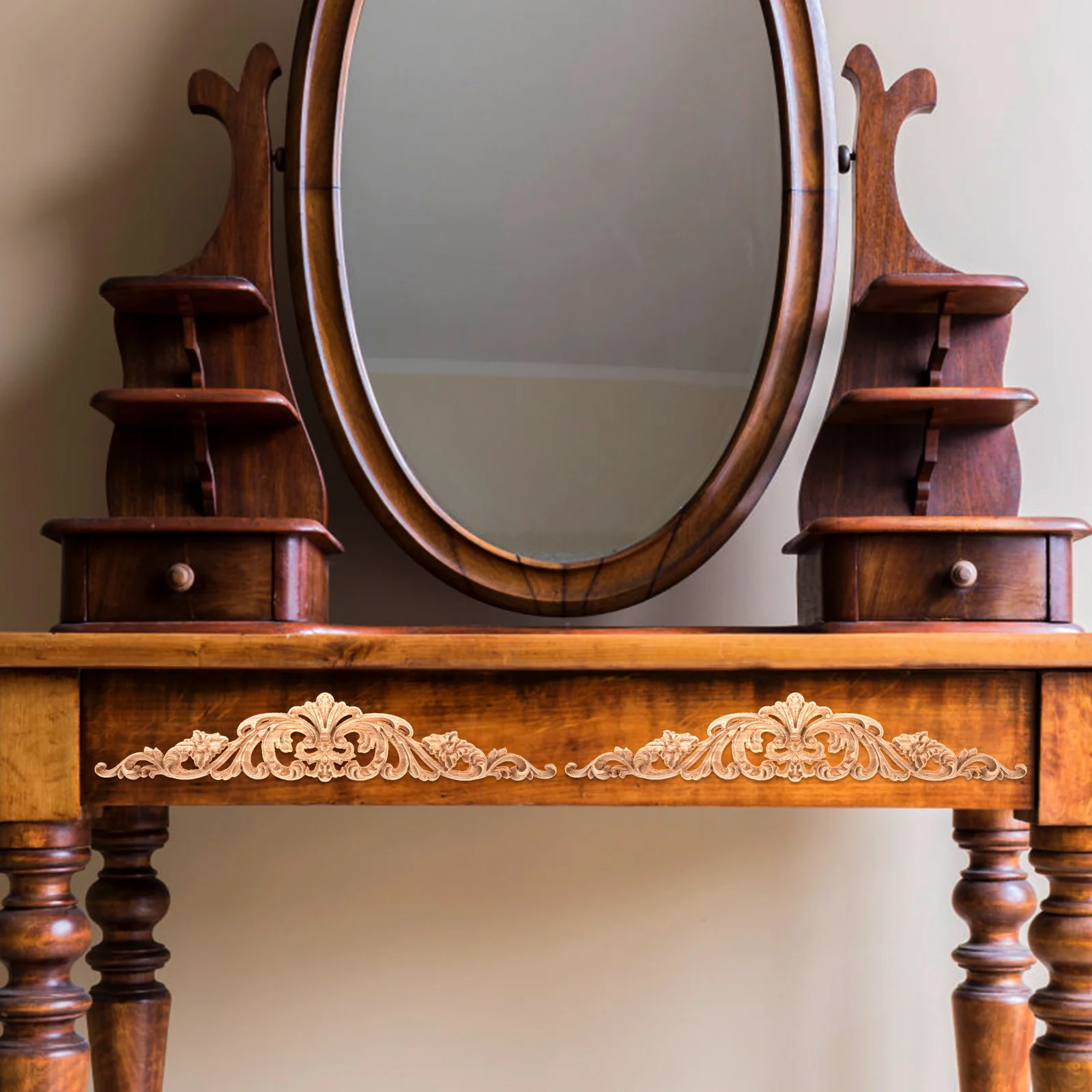 

4Pcs Wood Appliques Carving Furniture Decals Door Cabinets Bed Decor Vintage Style Home Supplies Material