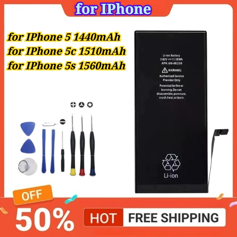 

New Battery Compatible for IPhone 5 1440mAh/for IPhone 5c 1510mAh/for IPhone 5s 1560mAh Mobile Phone Batteries + Free Tools