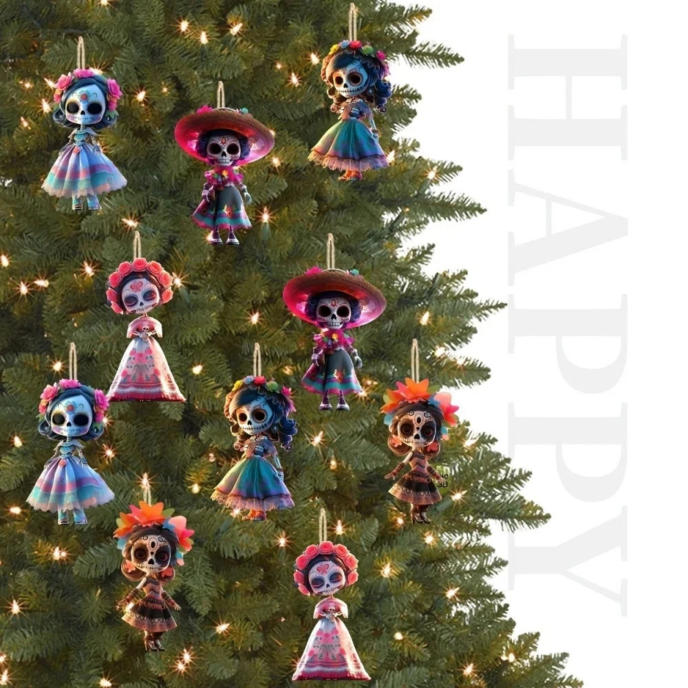 5-20 قطعة فتاة كرتونية خشبية صغيرة معلقة الديكور لجميع القديسين يوم الموتى المزحة الرعب حفلة بار ديكور المنزل لتقوم بها بنفسك