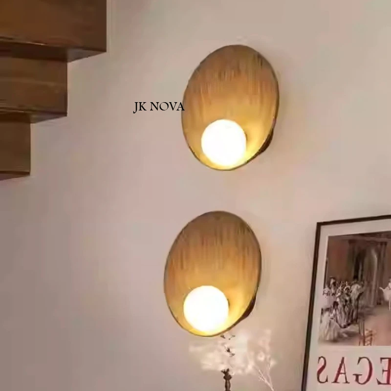 Lámpara de noche para dormitorio, minimalista, nórdico, Internet, famosa, luz nocturna para casa de familia, nueva arte chino, lámpara de pared Circular de estilo crema