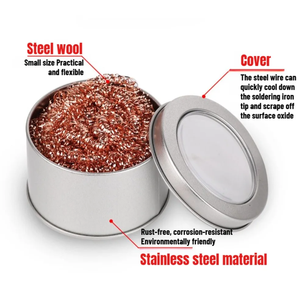 Cleaner Ball Cleaning Ball Desoldering Soldering Iron Mesh Filter Cleaning Nozzle Tip Copper Wire Metal Dross Box Clean Bal view 2