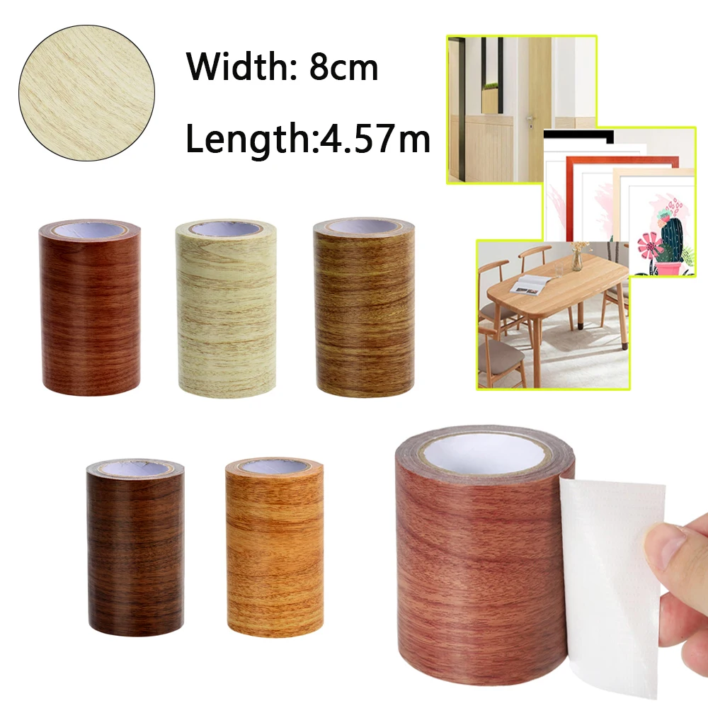 

4.57m/Roll Realistic Woodgrain Repair Adhensive Duct Tape 5 Colors Imitation Wood Grain Tape DIY HomeDecor For Home Furniture