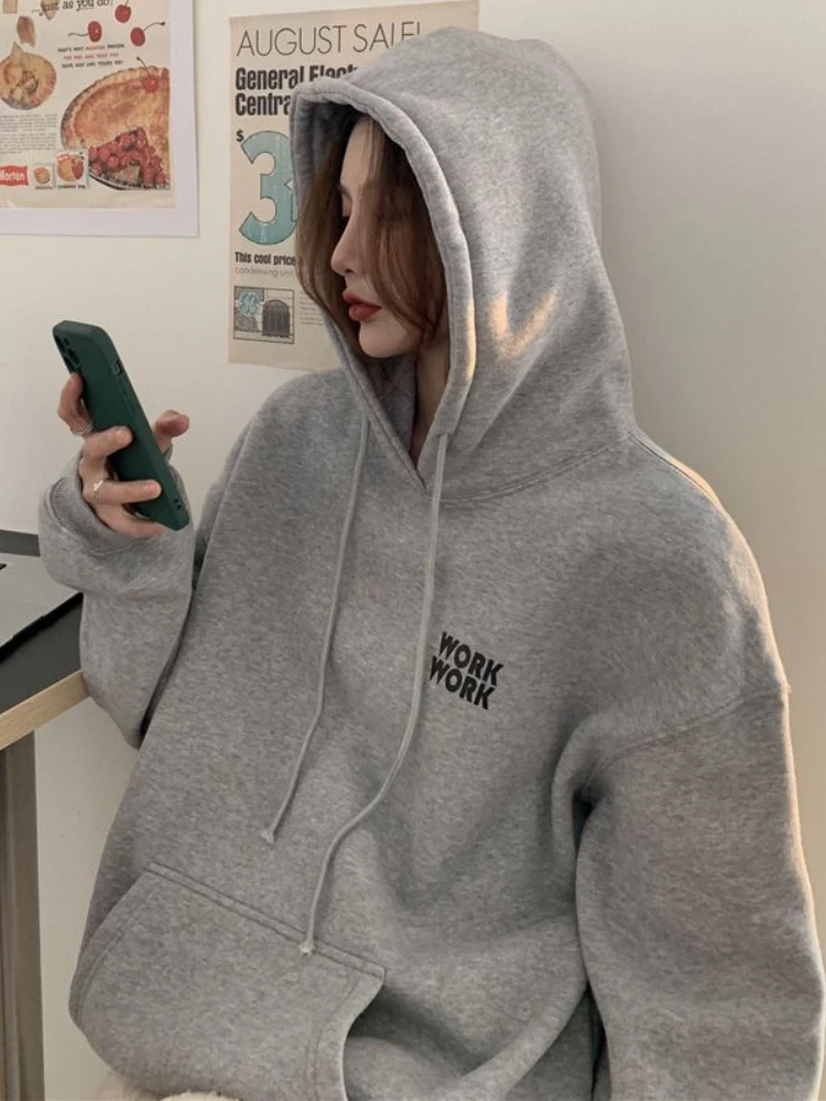 Hoodies Women Streetwear Letter Simple Design Stylish Leisure Students Basic Loose All-match Ulzzang Personality Spring Retro