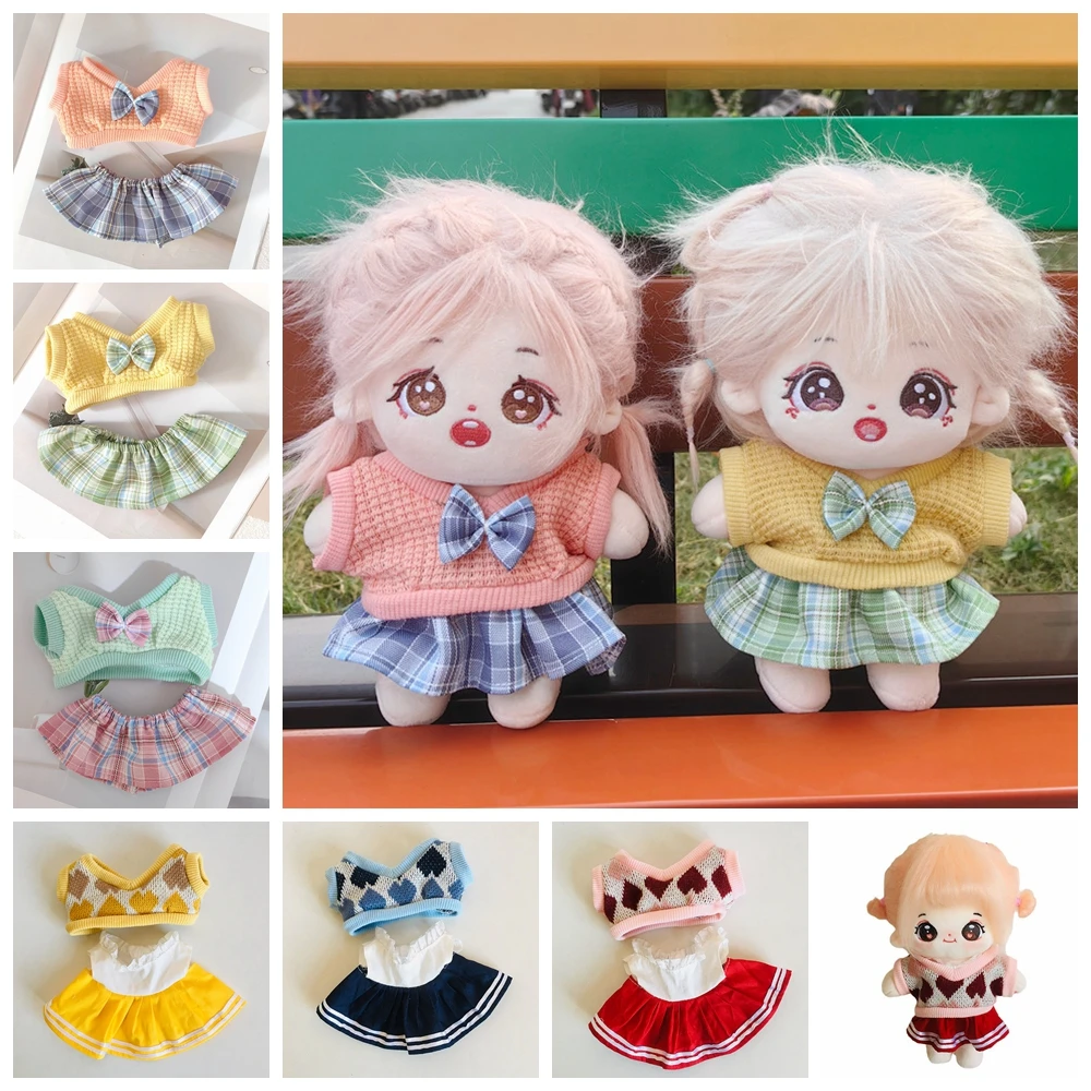 20CM Doll Clothes JK Uniform+Shoes Dress Up Cute Plush Dolls Accessories Korea Kpop EXO idol Dolls Girl's Gift DIY Toys