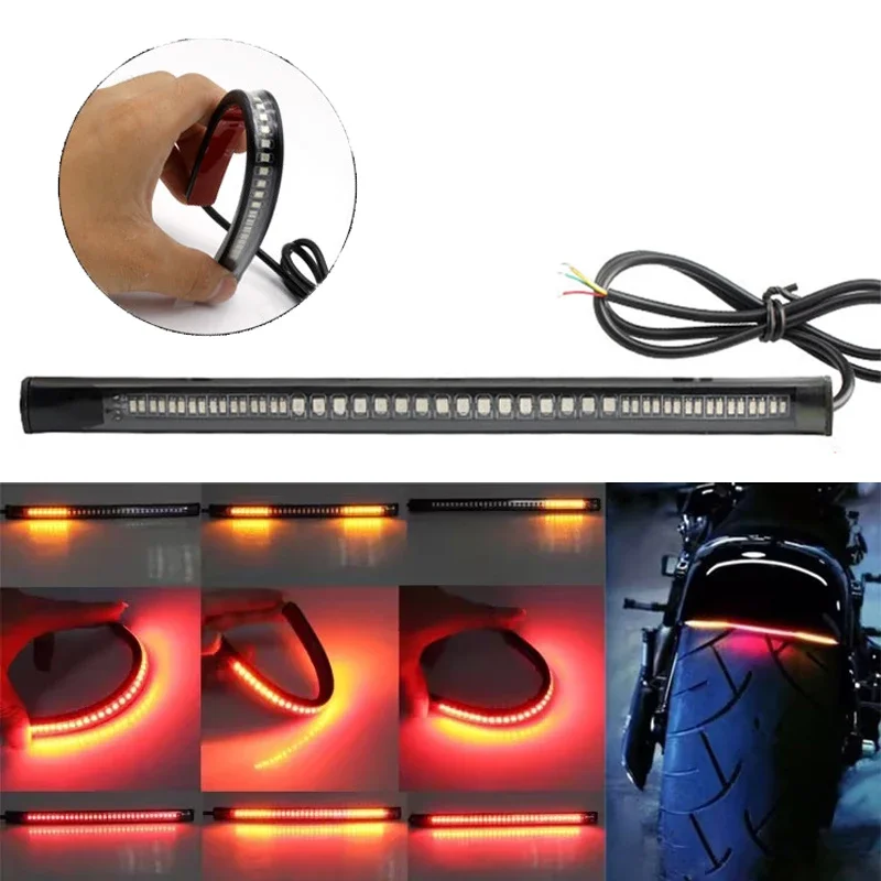 Motorcycle AutoTurn Signal Brake Tail Strip Tail Light 2835 3014 SMD Flexible Led Strip Stop Light 12v Car Accessories Universal