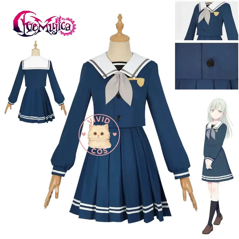 دريم لاند! Ave Mujica Wakaba Mutsumi تأثيري لعب الأدوار زي Mortis أنيمي الأزرق زي مدرسي فستان للنساء Comic Conx #1