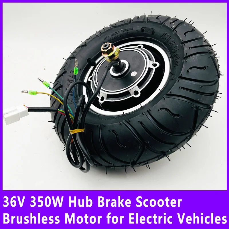 36V 350W Hub Brake Scooter Electric Vehicle Brushless Motor Dual output shafts 10 inch Skateboard Motor With 13 * 5.00-6 wheel