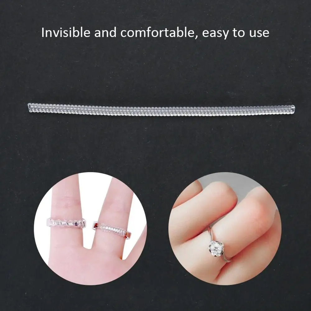 

10PCS Transparent Ring Size Adjuster Soft Silicone Non Slip Jewelry Resizing Tool Spiral-Ring 3.5mm Ring Tightener Ring Resizing