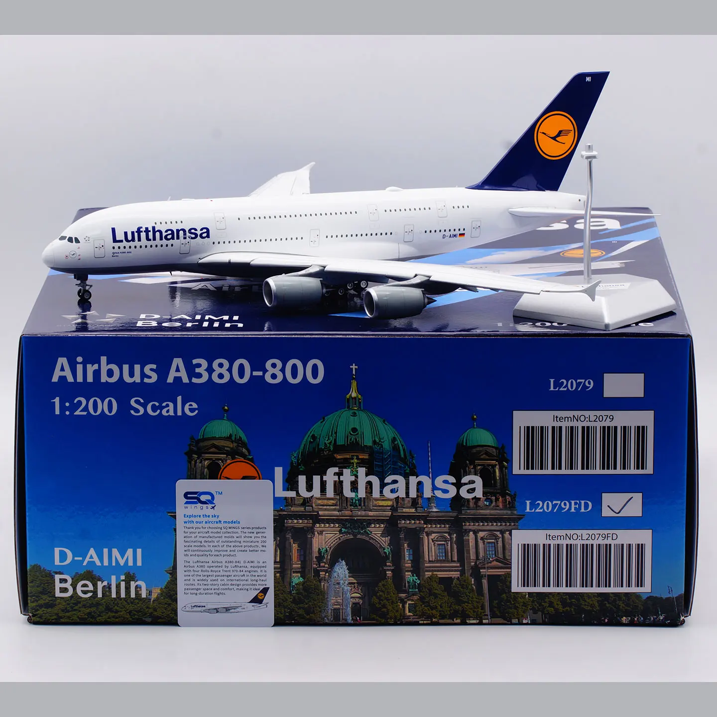 

L2079FD Alloy Collectible Plane Gift SQ Wings 1:200 Lufthansa [Berlin] AIRBUS A380 Diecast Aircraft Jet Model D-AIMI Flaps Down