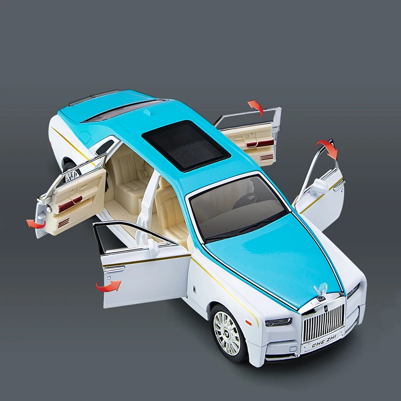 1:24 R0lls-R0yce Phantom Alloy Luxy Car High-End-Modell Druckguss Metallspielzeug Simulation Sound Licht Stilvolle Sammlerartikel Geschenke