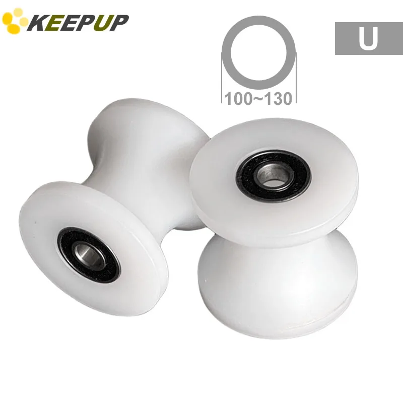 U Shaped Nylon Pulley Plastic Track Wheel Double Bearing Diameter 100 110 120 130 Inner Width 16 20 22 25 30 33 42 Hole 15 17 mm