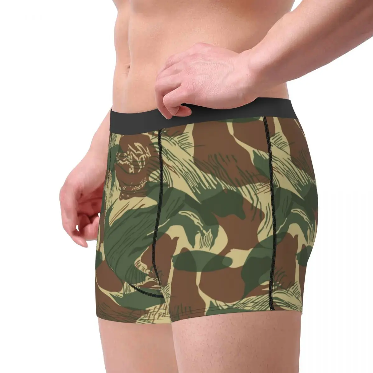 Boxer Underpants Shorts Rhodesian Brush Stroke Camouflage Panties Men's Comfortable Underwear for Homme Man Boyfriend Gift
