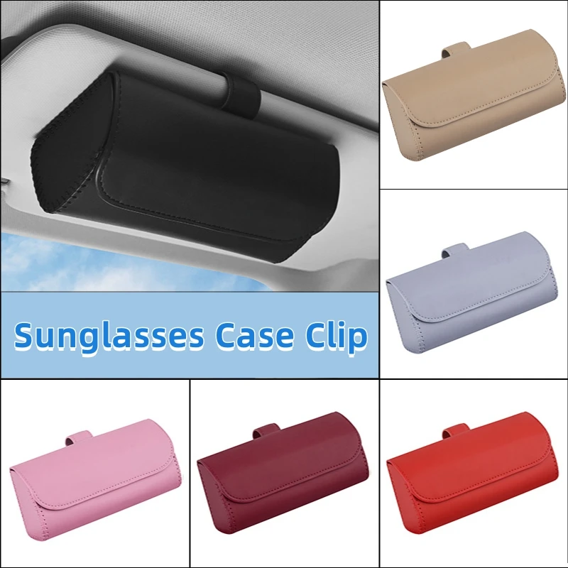 

Car Sun Visor Sunglasses Case Clip Hanger Magnetic Fastener Sunglasses Holder PU Leather Flannel Storage Box Eyeglasses Holder