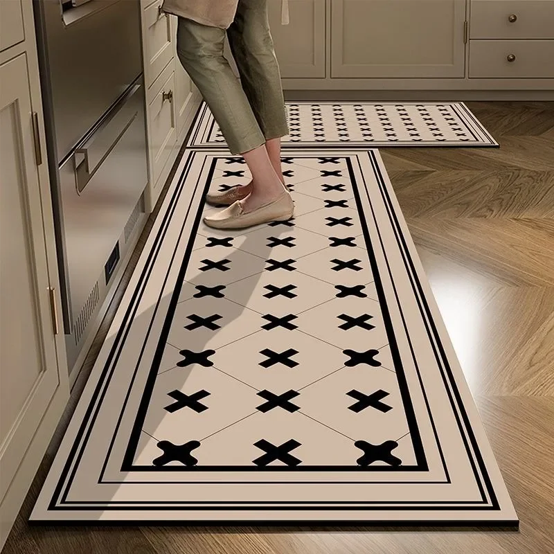 Kitchen Carpet Absorbent Non-slip Floor Mat Diatom Mud Oil Absorbing Long Foot Mats Retro Elegant Home Decoration Rug 주방 깔개