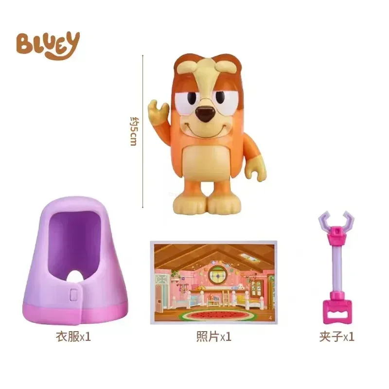 Genuine Bluey Friends Anime Figure Family Role Cute Things For Kids Puppy Doll Children Play Toy Model Collection Christmas Toys