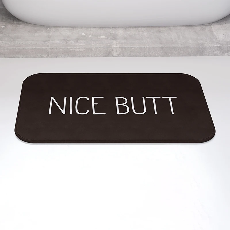 Gaslight Gatekeep Girlboss Nice Butt Black Bath Mat with Non Slip Base Absorbent Cozy Flannel Bathroom Rug Carpet 60 x 40 cm